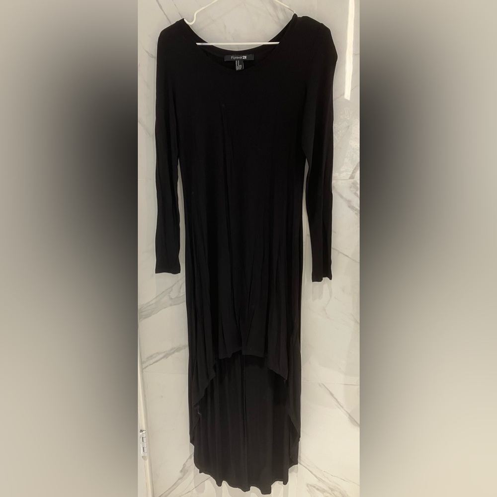 Forever 21 Long (high-low) Black Dress - Size Medium